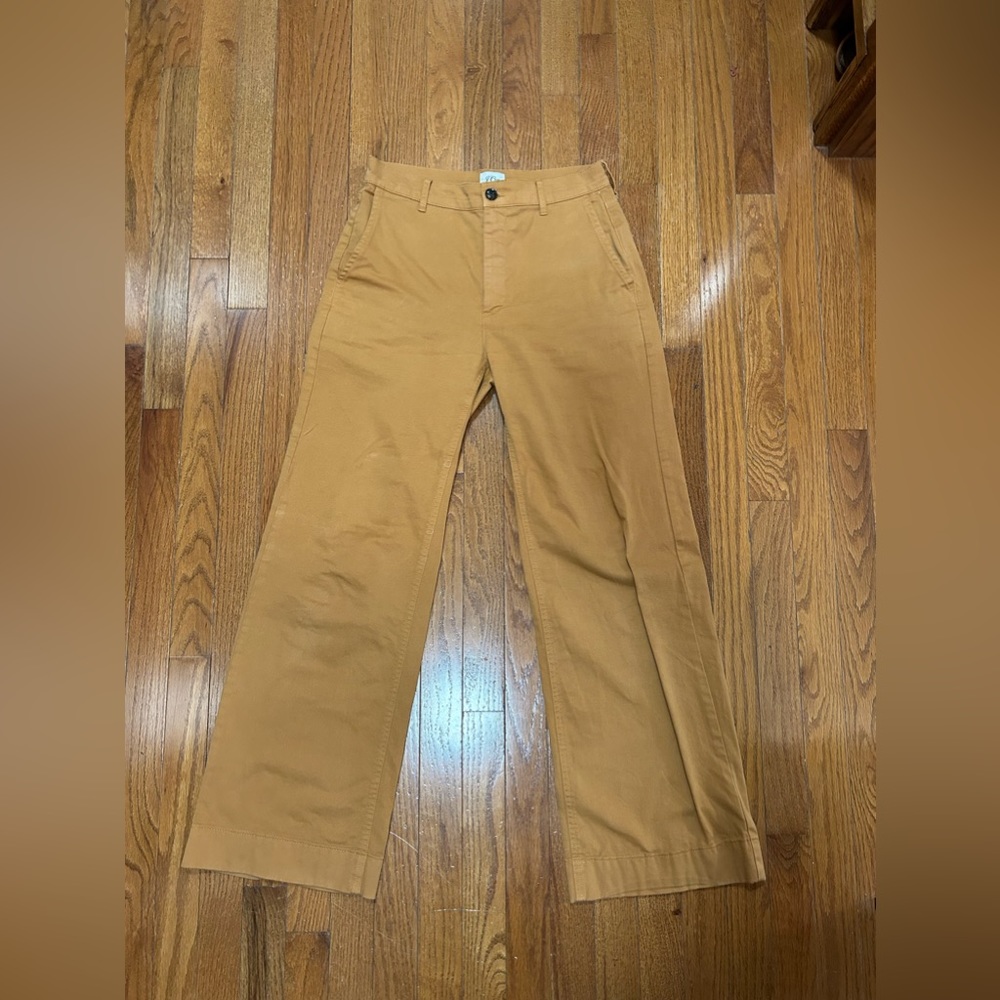 J. Crew full-length wide-leg chino trouser in Cognac brown